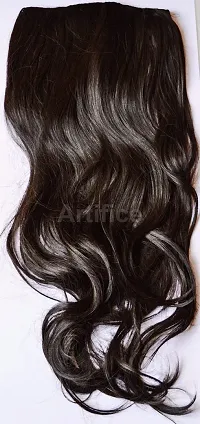 Artifice 5 Clips Wavy Hair Extension High Temperature Synthetic Fiber 26 150gm (Natural Brown)-thumb1