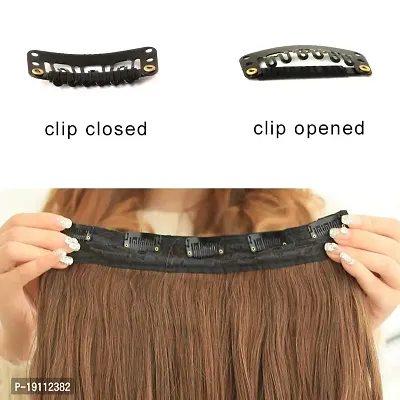 REECHO 20 1-Pack 3/4 Full Head Curly Wave Clips in on Synthetic Hair Extensions Hairpieces for Women 5 Clips 4.6 Oz per Piece - Black brown-thumb3