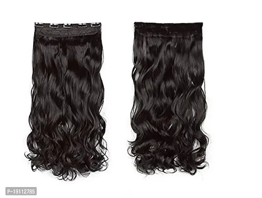 Akashkrishna Hair Women Curly Wavy Hair Extensions Natural Light Brown Curly/Wavy Hair Extensions For Women Synthetic Fiber