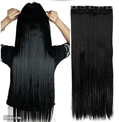 Arrangers 5 Clip based Synthetic Hair Extension Black Color-25 inches-thumb0