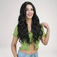 Long Curly and Wavy Hair Wig(Black Color) + 02 Wig Cap Free-thumb1