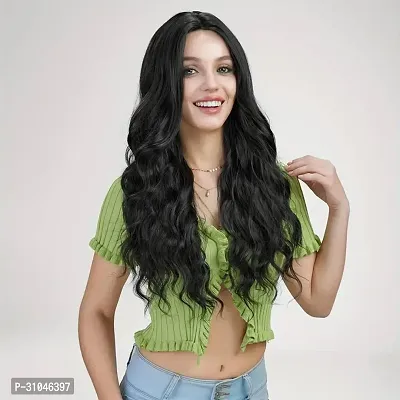 Long Curly and Wavy Hair Wig(Black Color) + 02 Wig Cap Free-thumb2