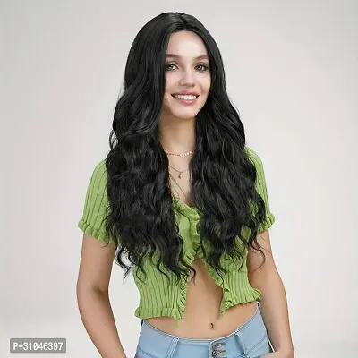 Long Curly and Wavy Hair Wig(Black Color) + 02 Wig Cap Free-thumb5