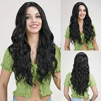 Long Curly and Wavy Hair Wig(Black Color) + 02 Wig Cap Free-thumb2