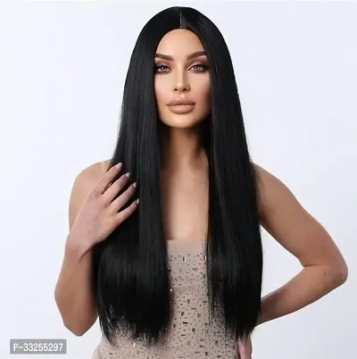 Long Straight Synthetic Natural Brown Full Head Wigs for Women With Middle Part Wig (Pack of 1, Brown)-thumb0