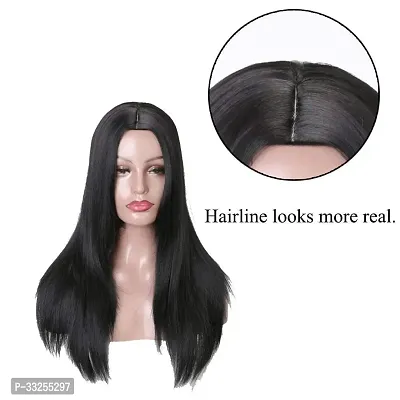 Long Straight Synthetic Natural Brown Full Head Wigs for Women With Middle Part Wig (Pack of 1, Brown)-thumb2