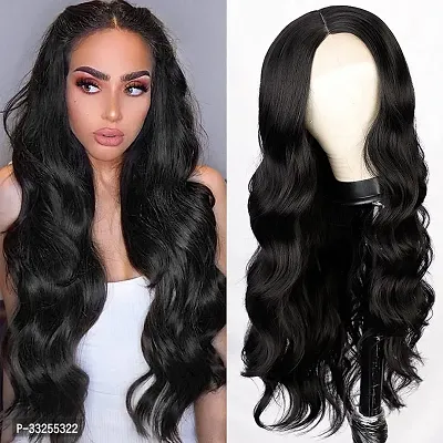 24 Inches Long Black Wig Women Long Hair Curly Wavy Black Wig for Women-thumb0