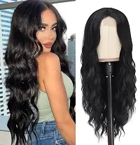 24 Inches Long Black Wig Women Long Hair Curly Wavy Black Wig for Women-thumb1