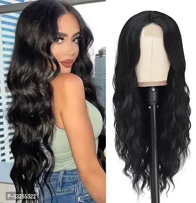 24 Inches Long Black Wig Women Long Hair Curly Wavy Black Wig for Women-thumb2