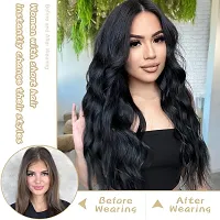 Long Curly and Wavy Hair Wig, Centre Parting Wigs, 24 Inches Long Wigs  (Black Brown) + 02 Wig Cap Free-thumb4