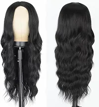 Long Curly and Wavy Hair Wig, Centre Parting Wigs, 24 Inches Long Wigs  (Black Brown) + 02 Wig Cap Free-thumb1