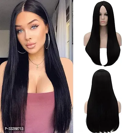 26 Long Black Straight Heat Resistant Synthetic Wig for Women's Hair | Full Head Natural-Looking Wig,