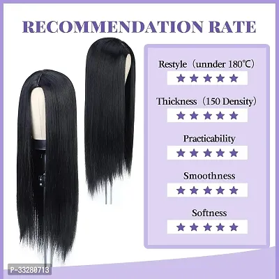 26 Long Black Straight Heat Resistant Synthetic Wig for Women's Hair | Full Head Natural-Looking Wig,-thumb3