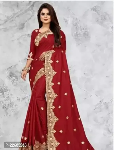 Elegant  Silk Blend Saree with Blouse piece For Women