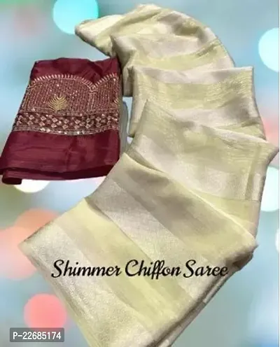 Elegant  Silk Blend Saree with Blouse piece For Women-thumb0