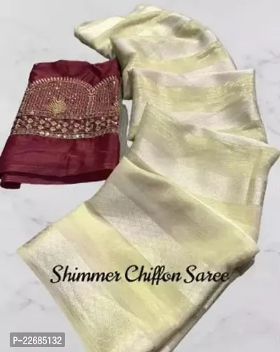 Elegant  Silk Blend Saree with Blouse piece For Women