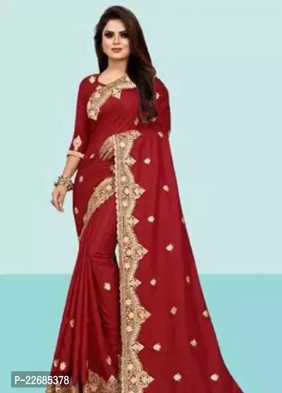 Elegant  Silk Blend Saree with Blouse piece For Women-thumb0