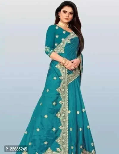 Elegant  Silk Blend Saree with Blouse piece For Women