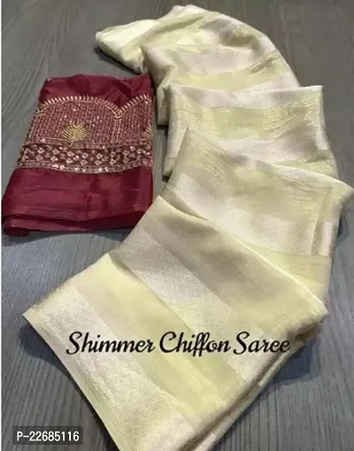 Elegant  Silk Blend Saree with Blouse piece For Women-thumb0