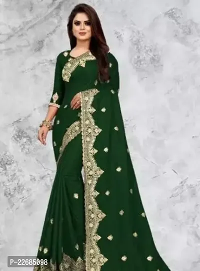 Elegant  Silk Blend Saree with Blouse piece For Women