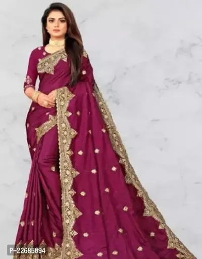 Elegant  Silk Blend Saree with Blouse piece For Women