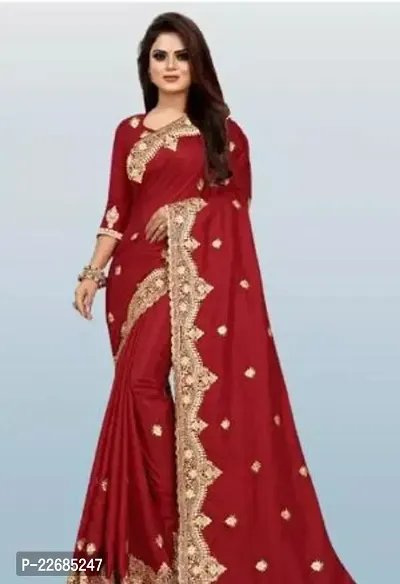 Elegant  Silk Blend Saree with Blouse piece For Women