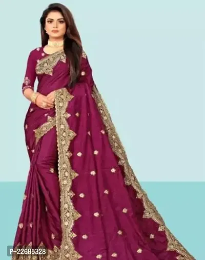 Elegant  Silk Blend Saree with Blouse piece For Women-thumb0