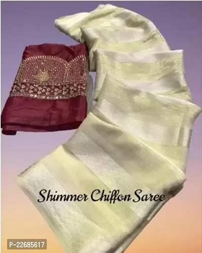 Elegant  Silk Blend Saree with Blouse piece For Women