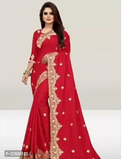 Elegant  Silk Blend Saree with Blouse piece For Women-thumb0