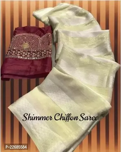 Elegant  Silk Blend Saree with Blouse piece For Women