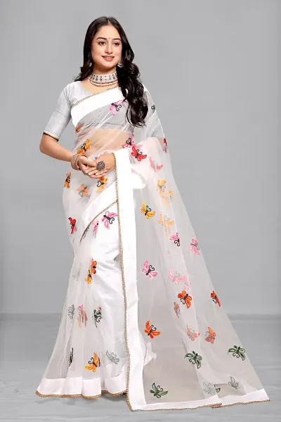 Alluring Net Saree with Blouse piece 