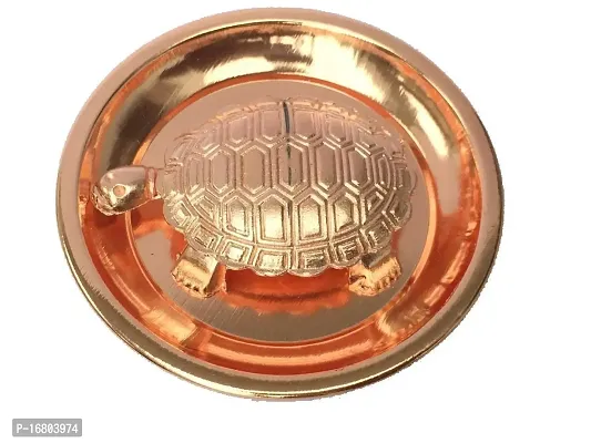 BANSIWAL Copper Good Luck Feng Shui Metal Tortoise Turtle Plate Yantra Vastu for Home Decor, Golden, Plate Size 4-inch Copper Yantra (Plate Size 10cm)-thumb2