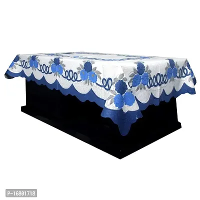 BANSIWAL Flower Design Cotton Net 2 Seater Center Table Cover - Blue 40 x 60 inches Small-thumb3