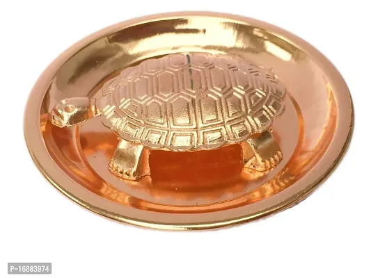 BANSIWAL Copper Good Luck Feng Shui Metal Tortoise Turtle Plate Yantra Vastu for Home Decor, Golden, Plate Size 4-inch Copper Yantra (Plate Size 10cm)