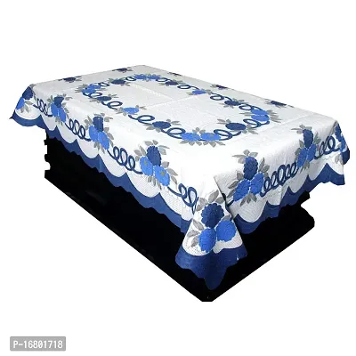 BANSIWAL Flower Design Cotton Net 2 Seater Center Table Cover - Blue 40 x 60 inches Small-thumb0