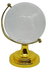 BANSIGOODS Feng Shui Globe for Success and Crystal Glass Pyramid Decorative Showpiece - 8 cm (Crystal, White)-thumb2