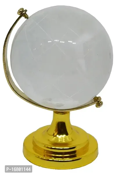 BANSIGOODS Feng Shui Globe for Success and Crystal Glass Pyramid Decorative Showpiece - 8 cm (Crystal, White)-thumb3