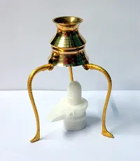 BANSIGOODS Brass Tripai Lota with White Marble Stone Shivling Lord Shiva Idol with Brass Lota Shivlingam Abhishek Patra Decorative Showpiece - 12 cm-thumb4