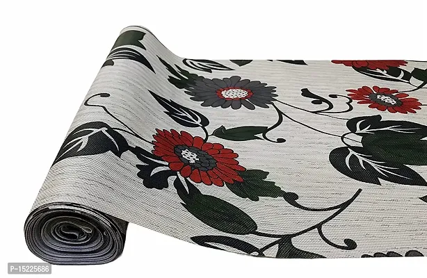 Flower Print Design Wardrobe Kitchen Drawer Cupboard Cabinet Shelf Mat, Shelf Liner 5 Mtr (Grey)-thumb2