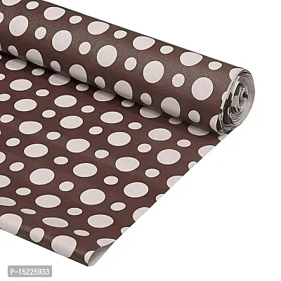 Polka Dots Print Design Wardrobe Kitchen Drawer Cupboard Cabinet Shelf Mat, Shelf Liner 5 Mtr (Brown)