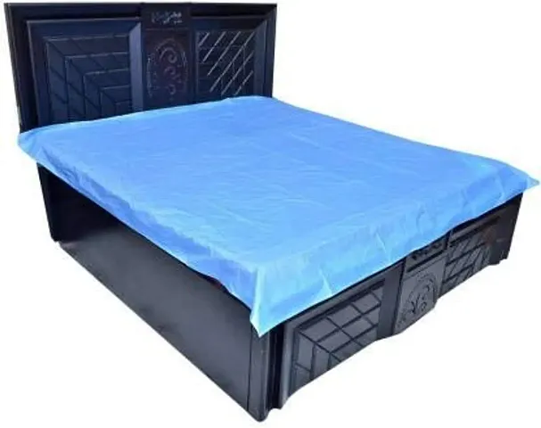 Waterproof Bed Sheet Cover, Plastic (Double Bed Size 6.5 x 6 Feet, Sky Blue)