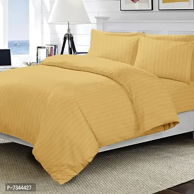 Stylish Cotton King Yellow Bedsheet With Two Pillow Covers-thumb0
