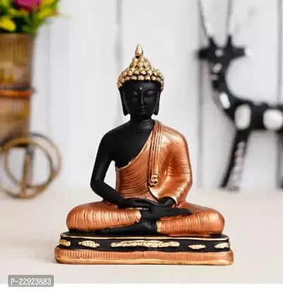 Royalbox Meditating Buddha Statue For Home Decor Idol/Showpiece Decorative Showpiece - 16 Cmnbsp;nbsp;(Polyresin, Copper)-thumb0