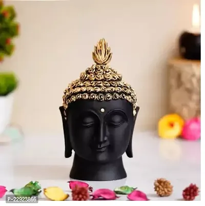 Royalbox Home Deacute;cor Buddha Statue For Home Decoration Buddha Head Decorative Showpiece - 19 Cmnbsp;nbsp;(Polyresin, Black, Gold)-thumb0
