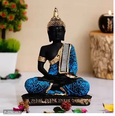 Royalbox Meditating Buddha Statue For Home Decor Idol/Showpiece Decorative Showpiece - 17 Cmnbsp;nbsp;(Polyresin, Blue)-thumb0