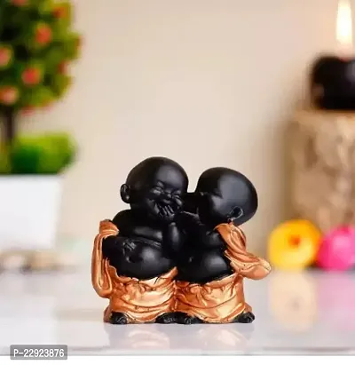 Royalbox Handcrafted Resine Little Laughing Buddha Showpiece For Home And Office Decorative Showpiece - 11 Cmnbsp;nbsp;(Polyresin, Black)