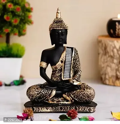 Royalbox Meditating Buddha Statue For Home Decor Idol/Showpiece Decorative Showpiece - 17 Cmnbsp;nbsp;(Polyresin, Gold)-thumb0