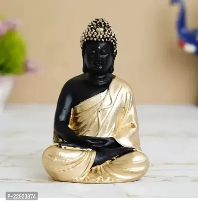 Royalbox Meditating Buddha Statue For Home Decor Idol/Showpiece Decorative Showpiece - 14 Cmnbsp;nbsp;(Polyresin, Gold)