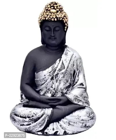 Royalbox Meditating Buddha Statue For Home Decor Idol/Showpiece Decorative Showpiece - 14 Cmnbsp;nbsp;(Polyresin, Silver)