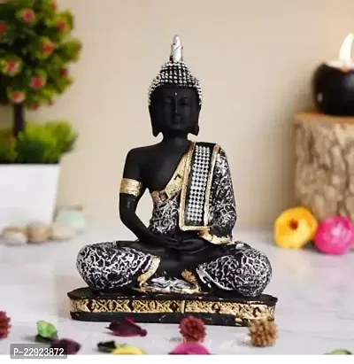 Royalbox Meditating Buddha Statue For Home Decor Idol/Showpiece Decorative Showpiece - 17 Cmnbsp;nbsp;(Polyresin, Silver)